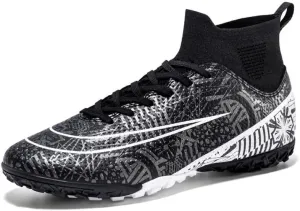 DHOVOR Boys Girls High-Top Soccer Cleats Youth Football Cleats Comfortable Turf Indoor Soccer Shoes for Kids Outdoor/Indoor/Competition/Unisex