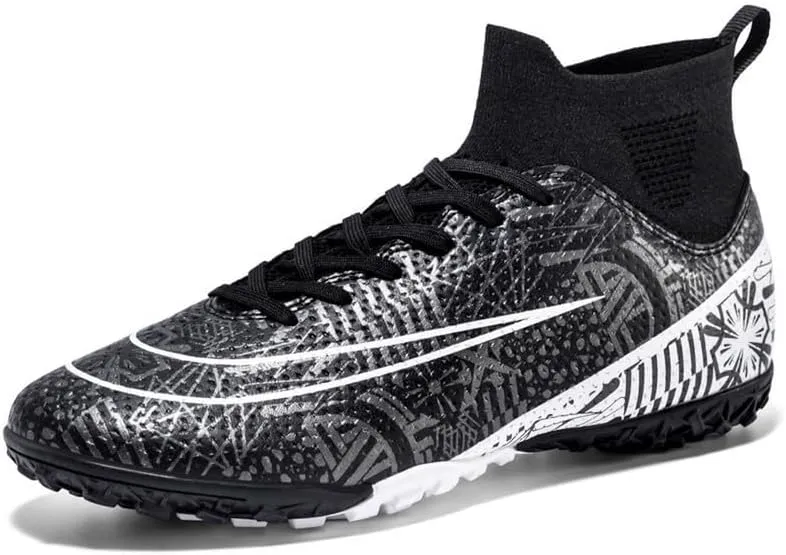 DHOVOR Boys Girls High-Top Soccer Cleats Youth Football Cleats Comfortable Turf Indoor Soccer Shoes for Kids Outdoor/Indoor/Competition/Unisex