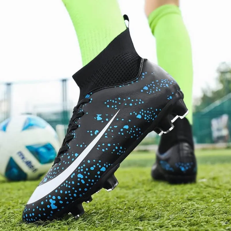 DHOVOR Boys Girls High-Top Soccer Cleats Youth Football Cleats Lightweight Indoor Soccer Shoes for Kids Indoor/Outdoor/Competition/Unisex