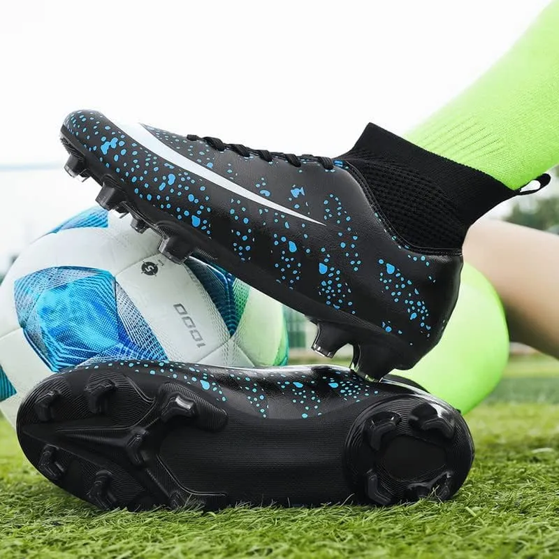 DHOVOR Boys Girls High-Top Soccer Cleats Youth Football Cleats Lightweight Indoor Soccer Shoes for Kids Indoor/Outdoor/Competition/Unisex