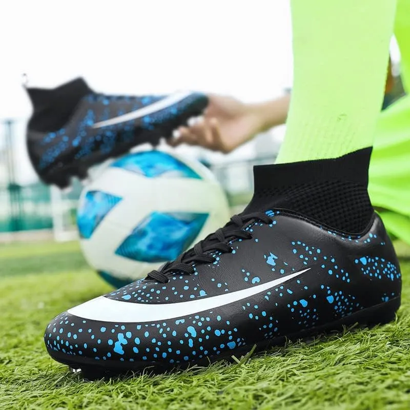DHOVOR Boys Girls High-Top Soccer Cleats Youth Football Cleats Lightweight Indoor Soccer Shoes for Kids Indoor/Outdoor/Competition/Unisex