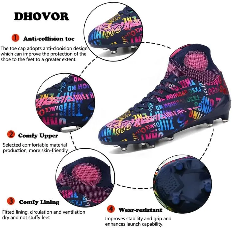 DHOVOR Men's Women's Soccer Cleats Youth Football Cleats Unisex Adult Athletics Football Trainers Football Shoes Teenagers Soccer Shoes