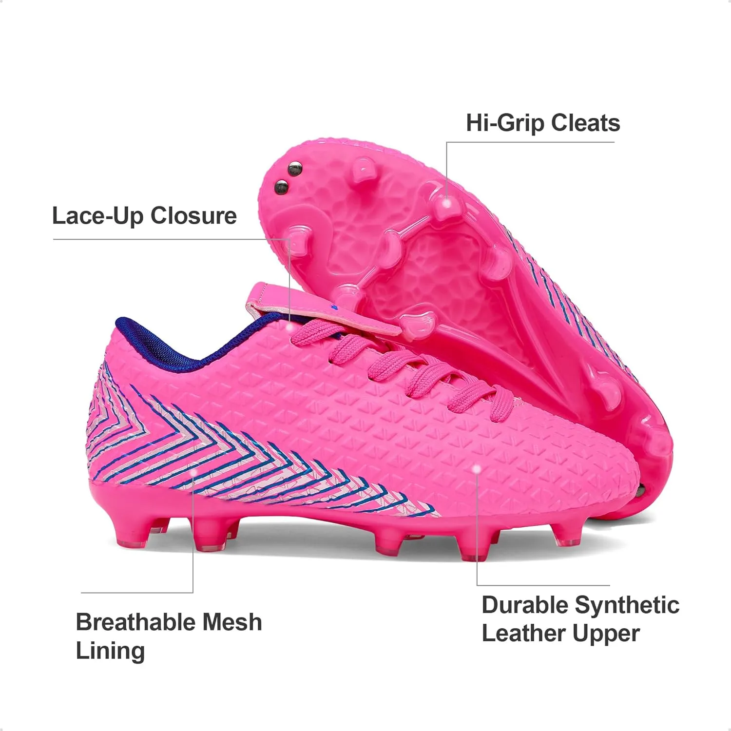 DREAM PAIRS Boys Girls Outdoor Soccer Cleats Football Shoes for Little/Big Kid