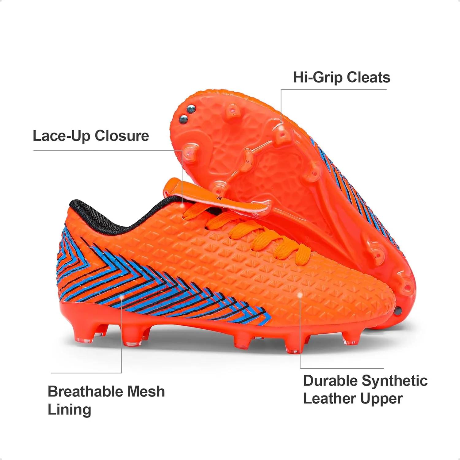 DREAM PAIRS Boys Girls Outdoor Soccer Cleats Football Shoes for Little/Big Kid