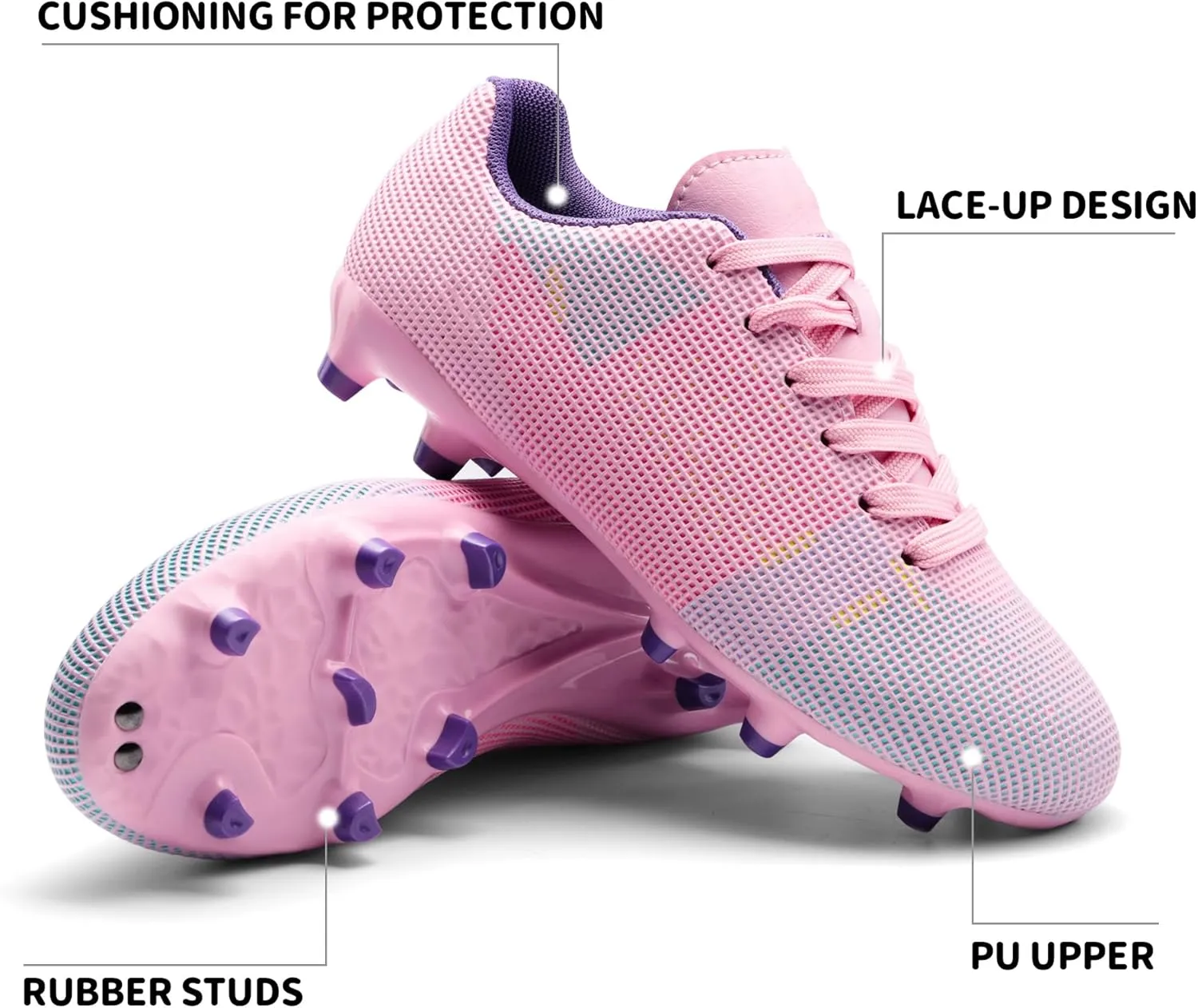 DREAM PAIRS Boys Girls Soccer Cleats Youth Firm Groud Athletic Outdoor Trainning Football Shoes for Little/Big Kid