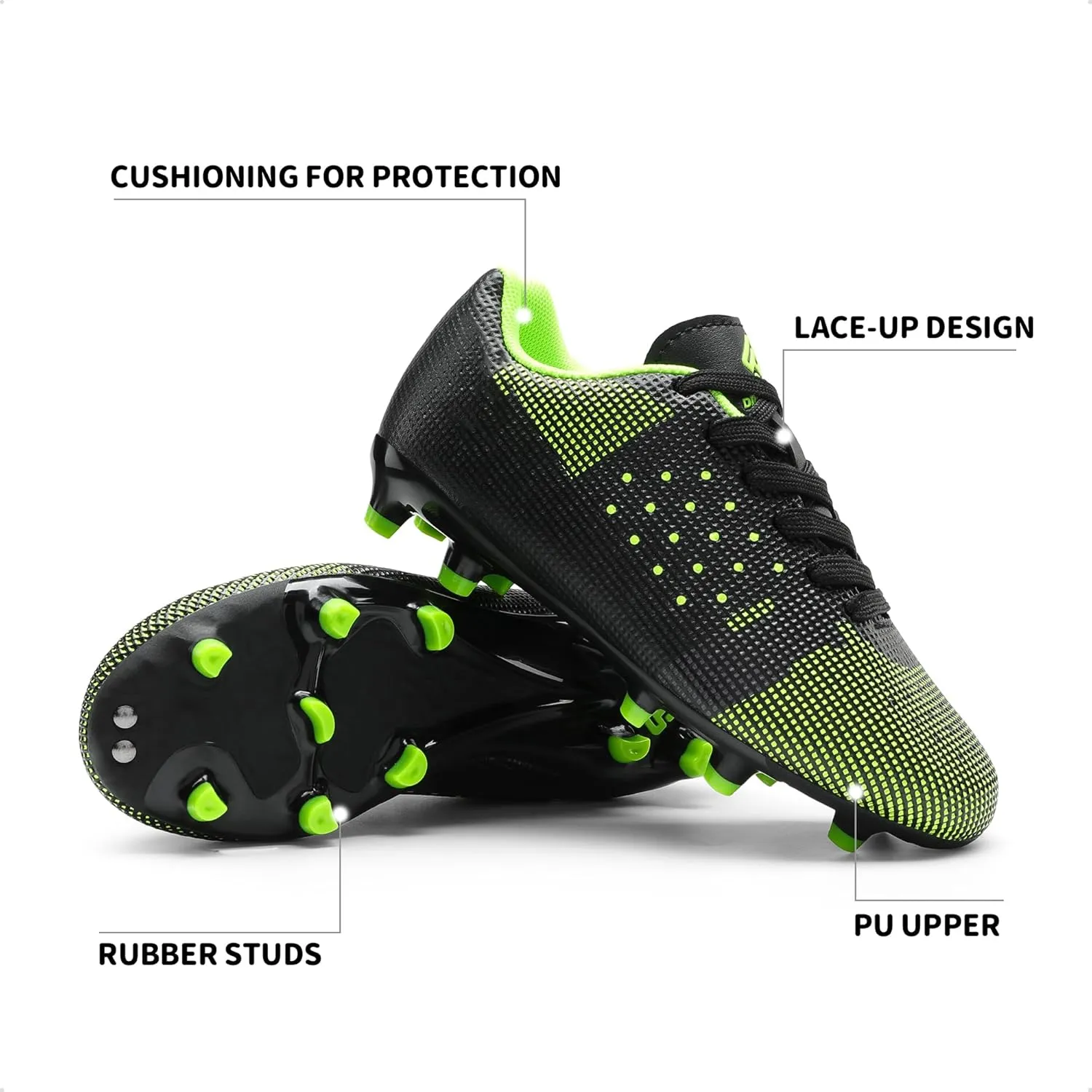 DREAM PAIRS Boys Girls Soccer Cleats Youth Firm Groud Athletic Outdoor Trainning Football Shoes for Little/Big Kid