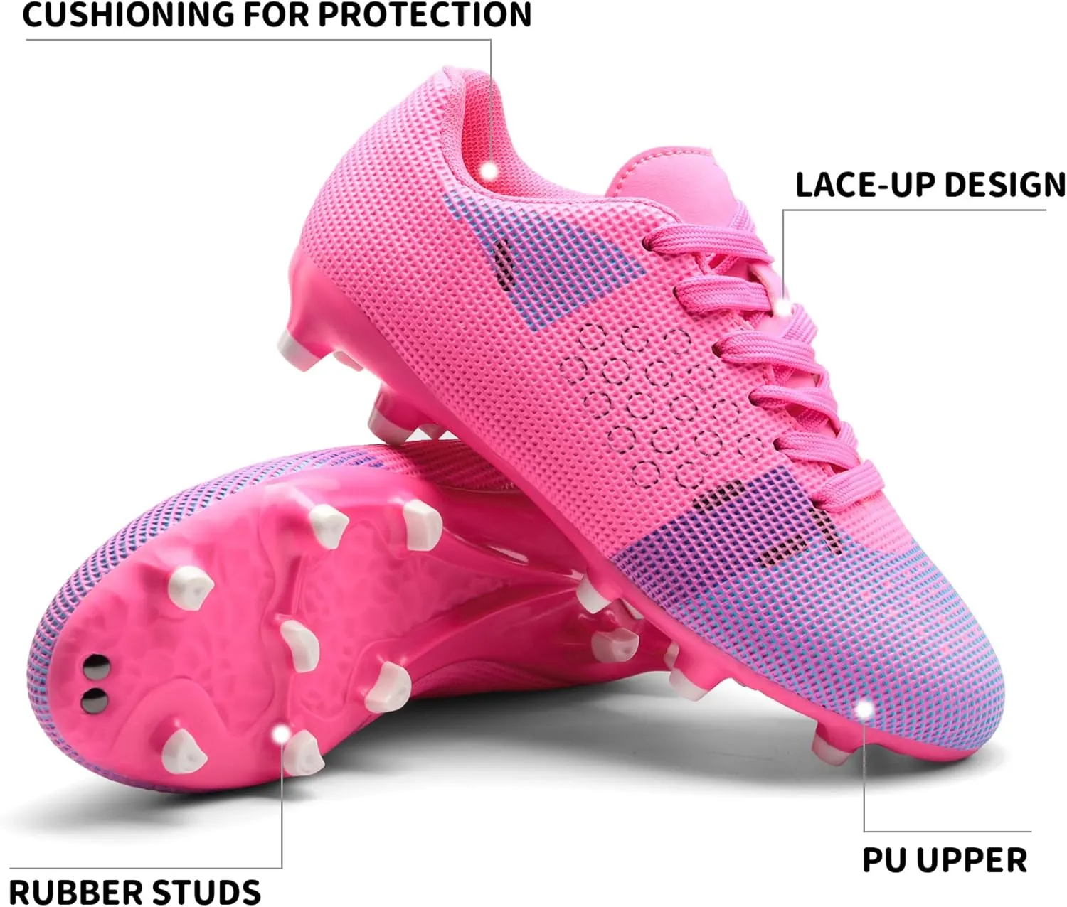 DREAM PAIRS Boys Girls Soccer Cleats Youth Firm Groud Athletic Outdoor Trainning Football Shoes for Little/Big Kid
