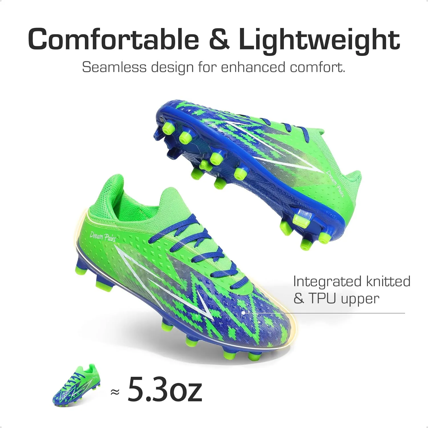 DREAM PAIRS Boys Girls Soccer Cleats Youth Firm Groud Football Shoes for Little/Big Kid