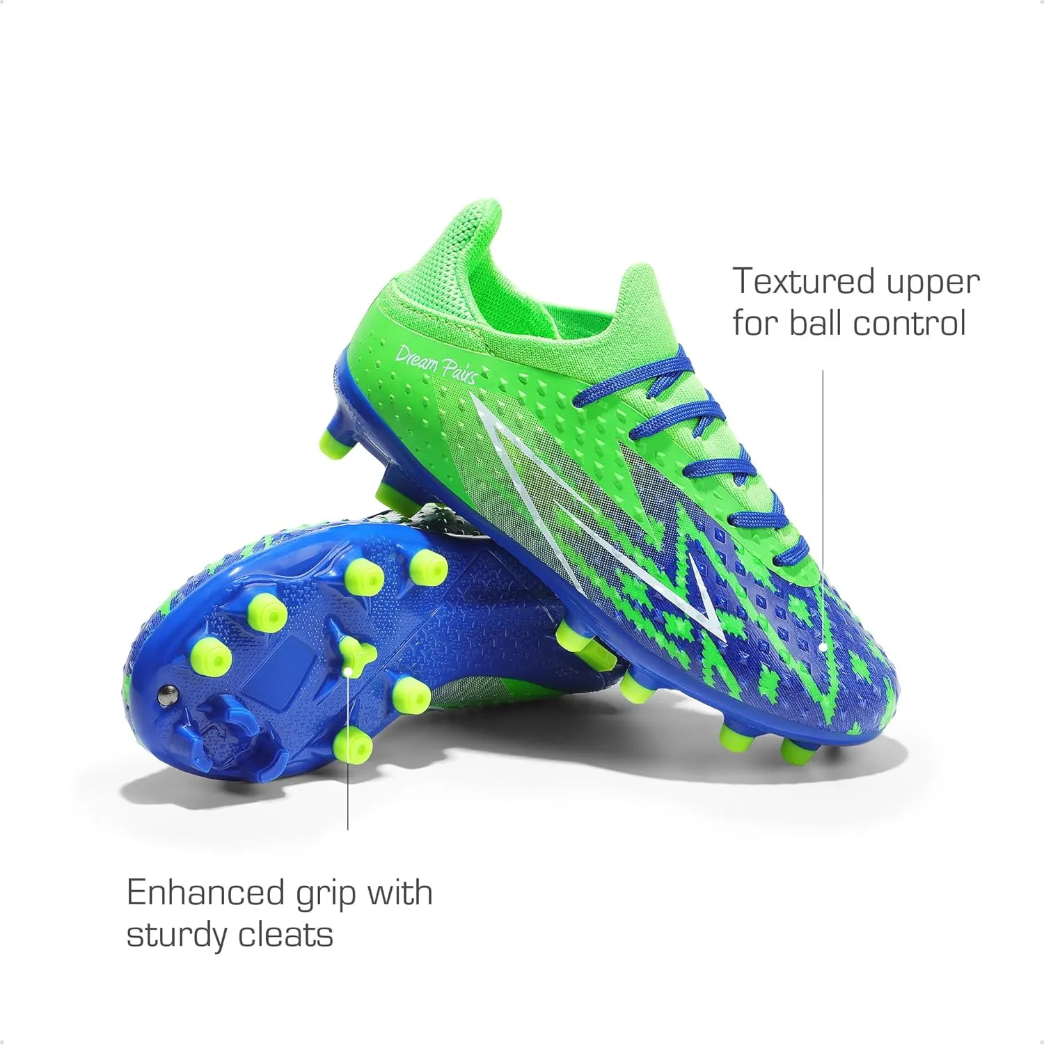 DREAM PAIRS Boys Girls Soccer Cleats Youth Firm Groud Football Shoes for Little/Big Kid