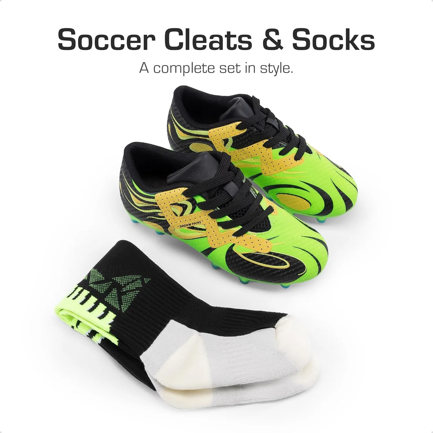 DREAM PAIRS Boys Girls Soccer Cleats Youth Firm Groud Sport Football Cleats for Little/Big Kid/Toddler