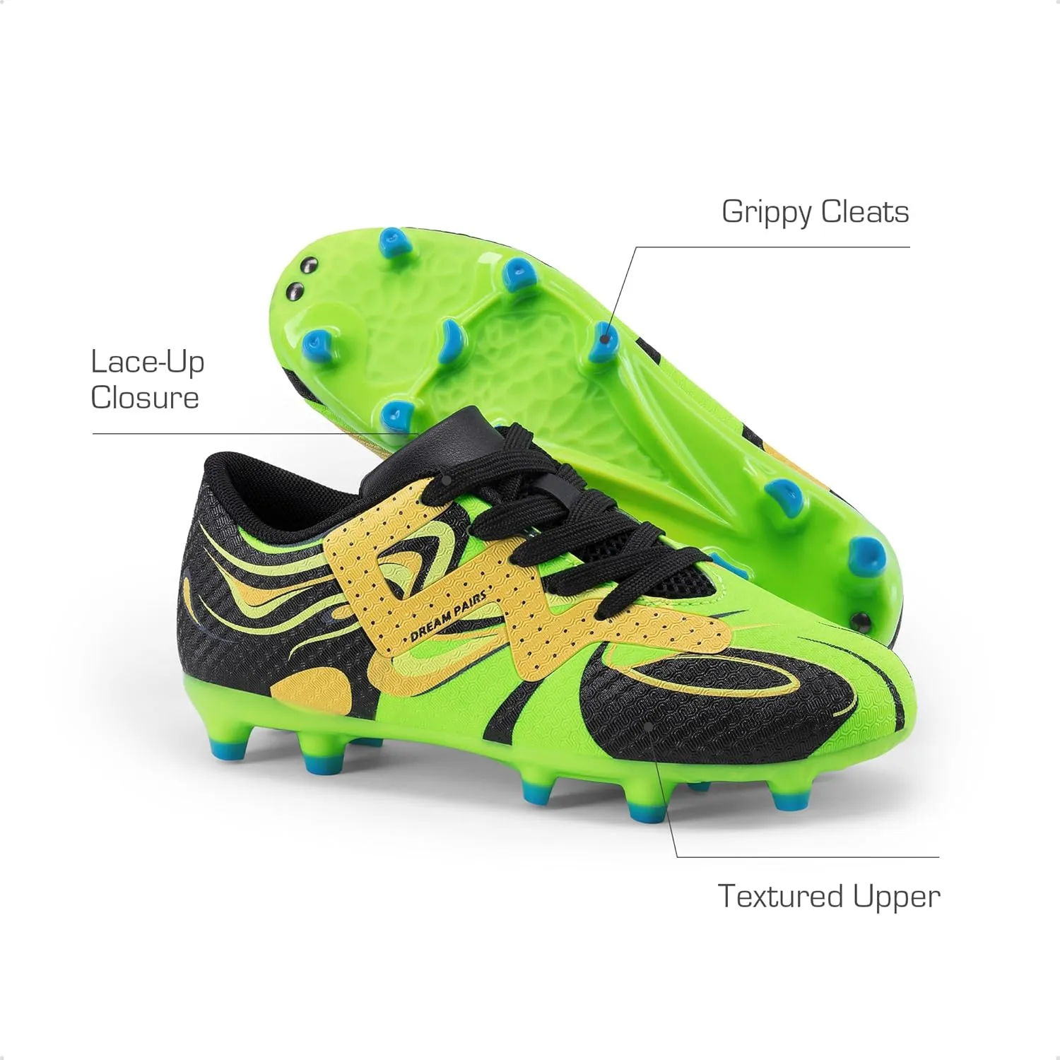 DREAM PAIRS Boys Girls Soccer Cleats Youth Firm Groud Sport Football Cleats for Little/Big Kid/Toddler