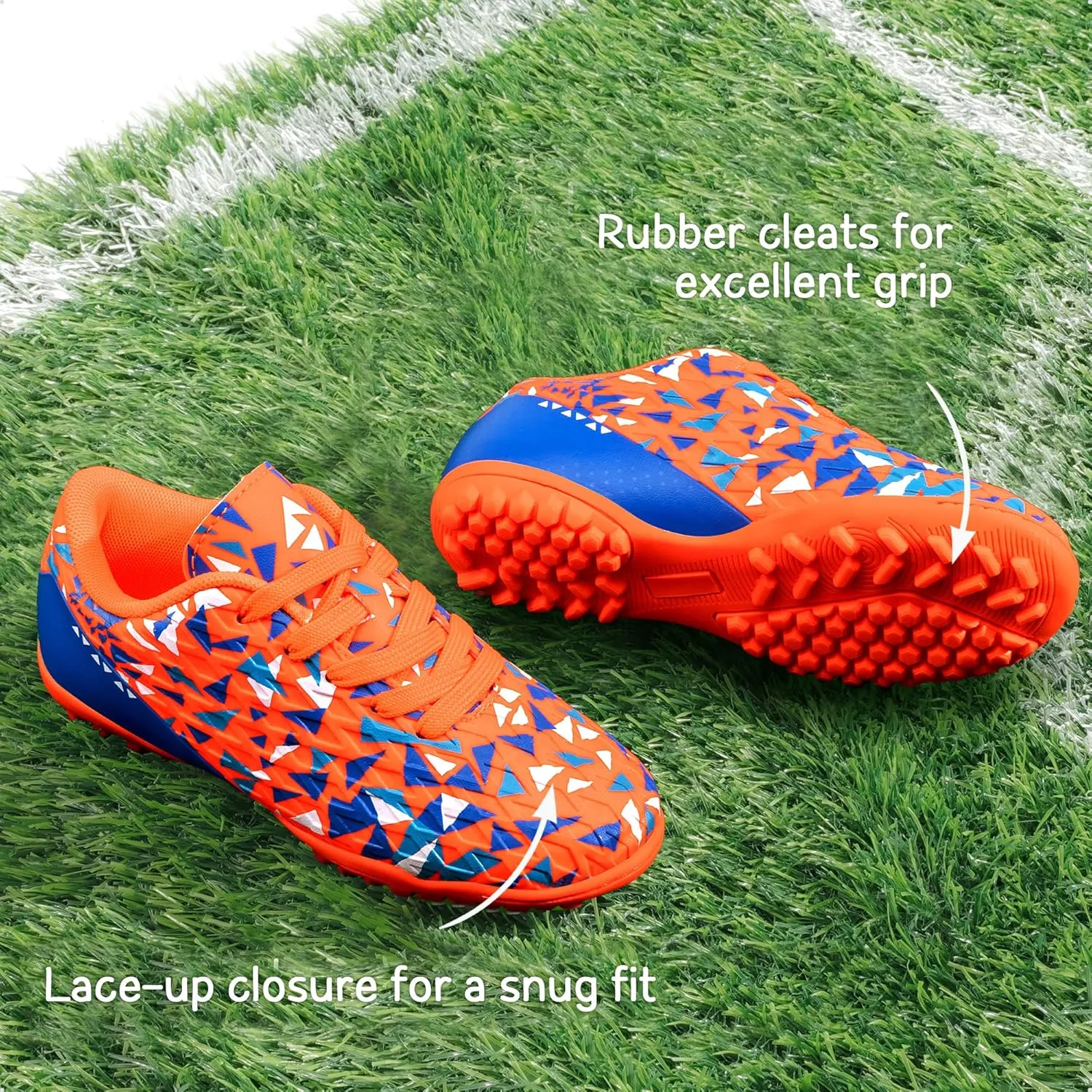 DREAM PAIRS Boys Girls Turf Indoor Soccer Shoes Lace Up Cleats for Little/Big Kid