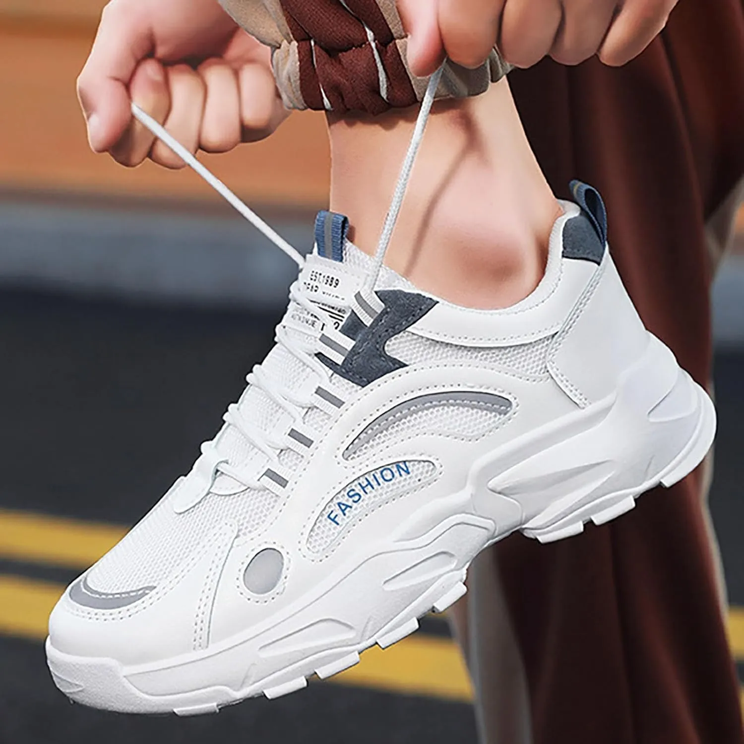 Dress Sneakers Men Mens Running Shoes Men's Casual Slip-on Loafers Wide Toe Box Trendy Casual Platform Loafers for Women Women's Sneakers in White in Wide Width
