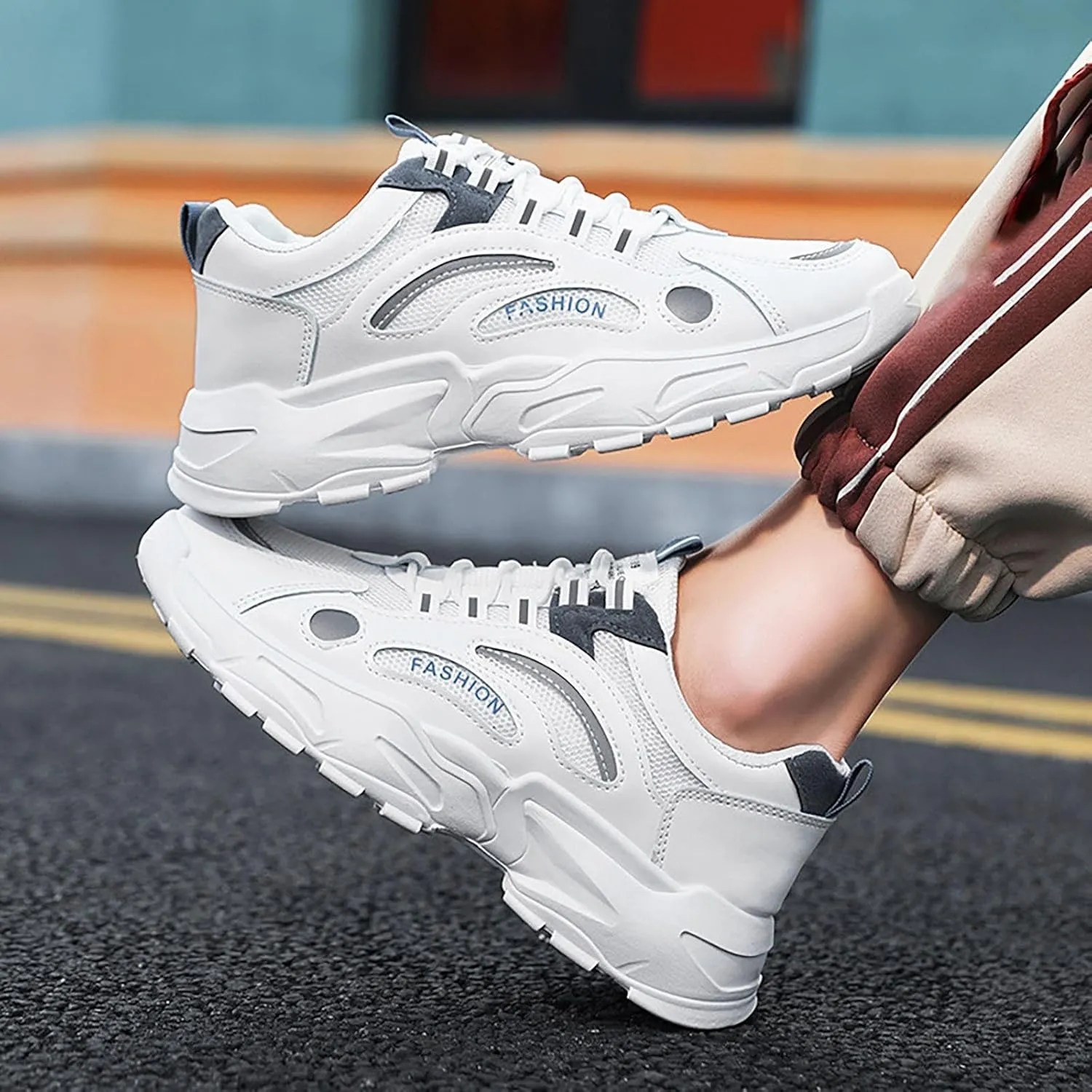 Dress Sneakers Men Mens Running Shoes Men's Casual Slip-on Loafers Wide Toe Box Trendy Casual Platform Loafers for Women Women's Sneakers in White in Wide Width