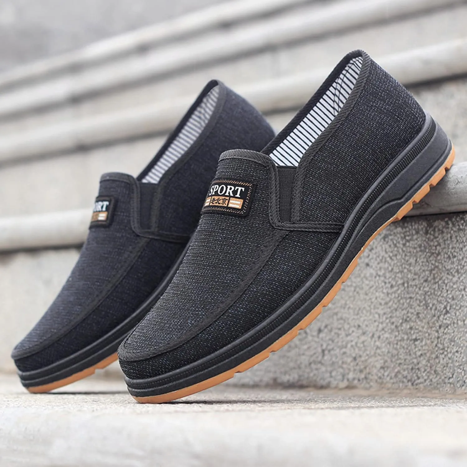 Fashion All Season Men Casual Shoes Flat Non Slip Lightweight Cloth Upper Spring Casual Leather Dress Shoes for Men