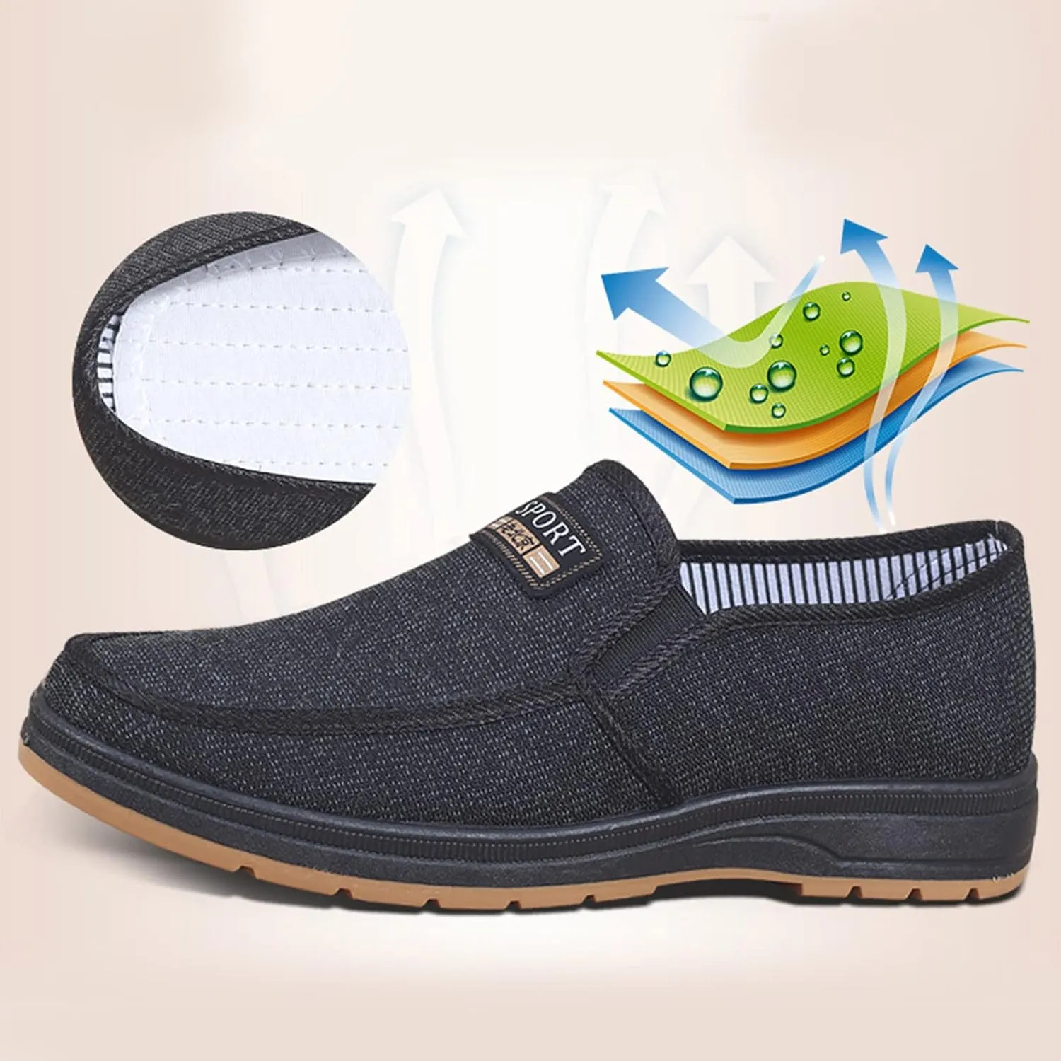 Fashion All Season Men Casual Shoes Flat Non Slip Lightweight Cloth Upper Spring Casual Leather Dress Shoes for Men