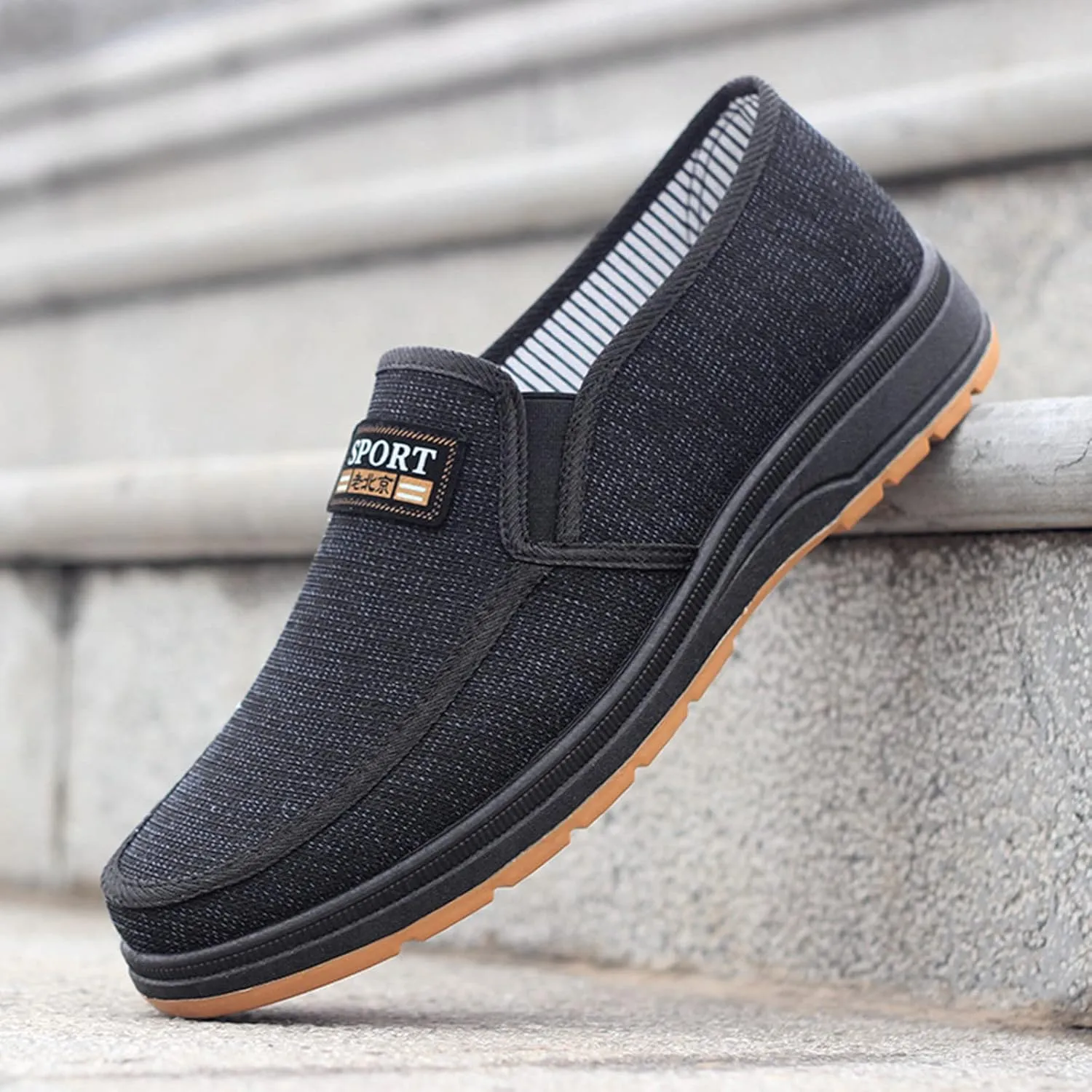 Fashion All Season Men Casual Shoes Flat Non Slip Lightweight Cloth Upper Spring Casual Leather Dress Shoes for Men