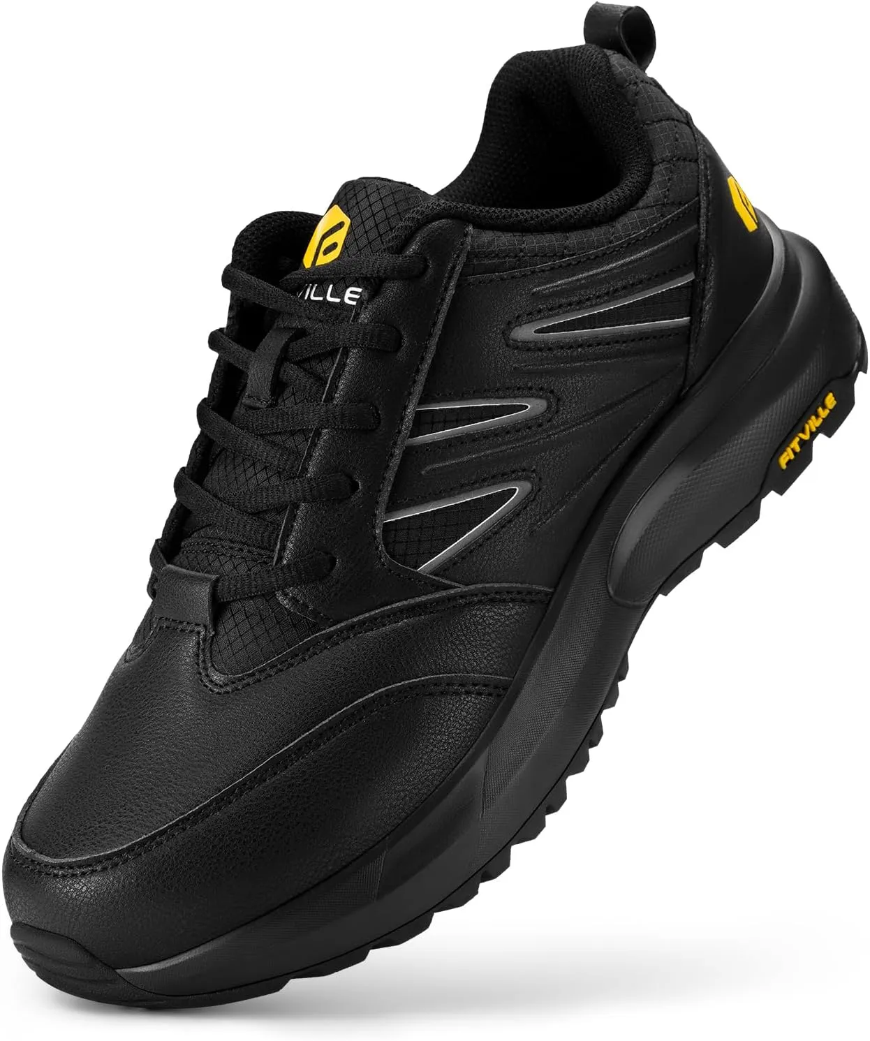 FitVille Mens Wide Hiking Shoes Water Repellent Outdoor Work Shoes Trekking Trails Sneakers with Arch Support - Sturdy Core