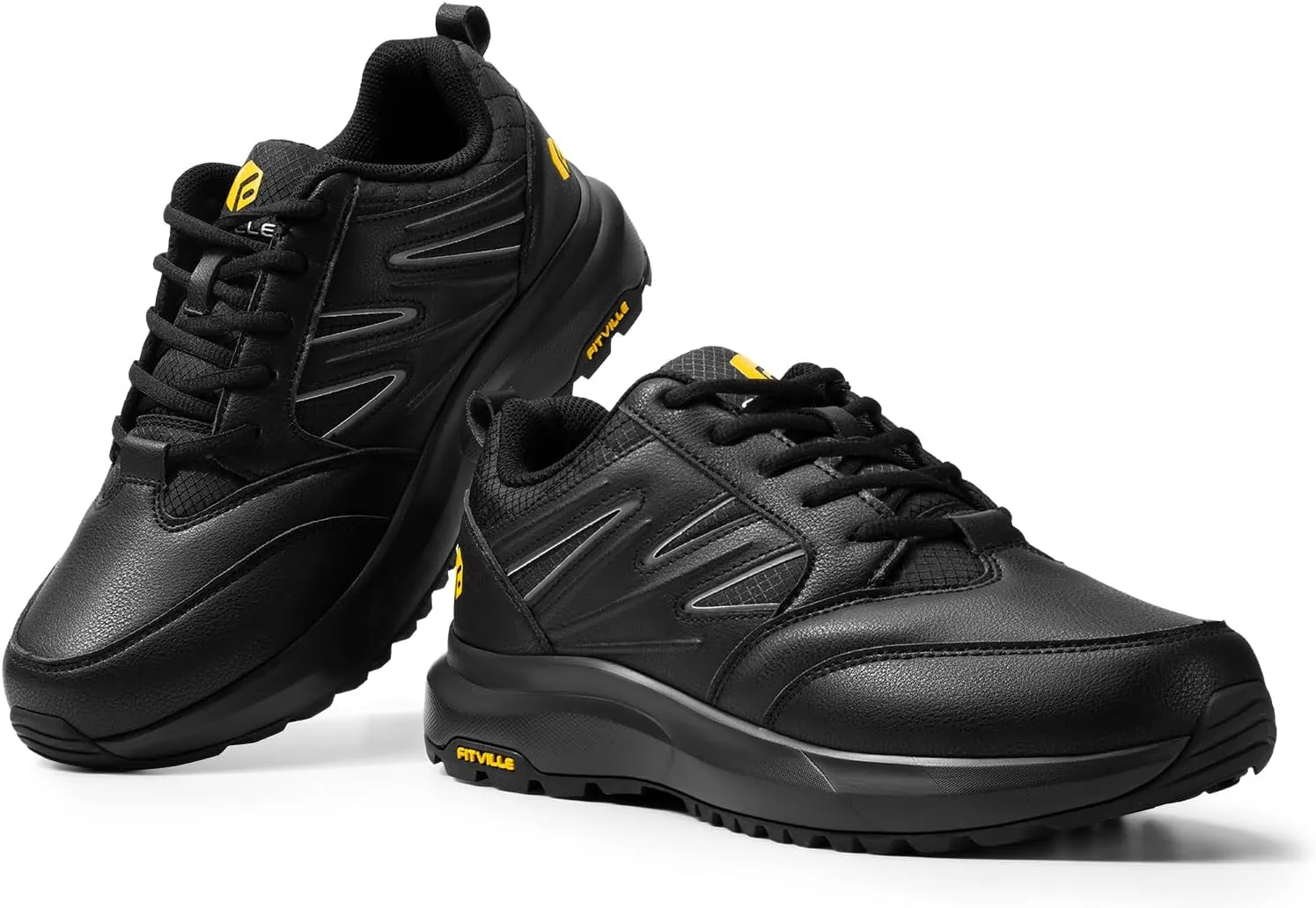 FitVille Mens Wide Hiking Shoes Water Repellent Outdoor Work Shoes Trekking Trails Sneakers with Arch Support - Sturdy Core