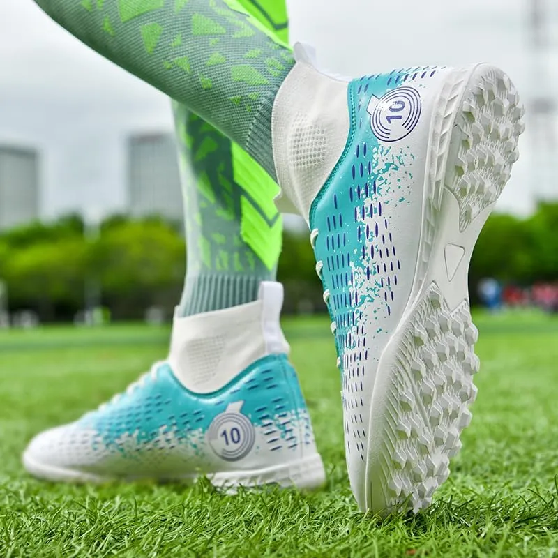 Football Cleats Men Women, Non-Slip High Top Soccer Shoes Lightweight Shock Resistant Training Boots Sneaker Breathable Professional Turf Shoes Sport Athletic Ground Football Boots Soccer Cleats