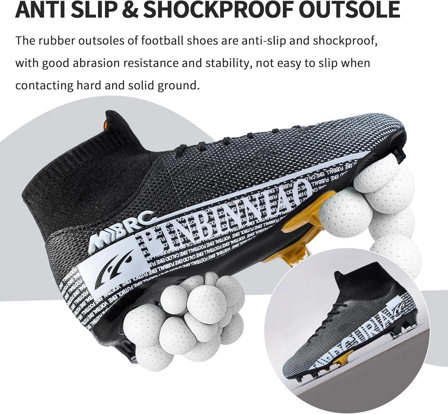 Football Cleats Men Women, Non-Slip High Top Soccer Shoes Lightweight Shock Resistant Training Boots Sneaker Breathable Professional Turf Shoes Sport Athletic Ground Football Boots Soccer Cleats