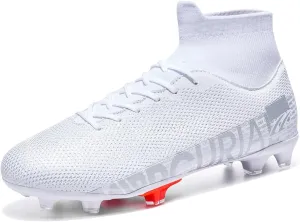Football Cleats Men Women, Non-Slip High Top Soccer Shoes Lightweight Shock Resistant Training Boots Sneaker Breathable Professional Turf Shoes Sport Athletic Ground Football Boots Soccer Cleats