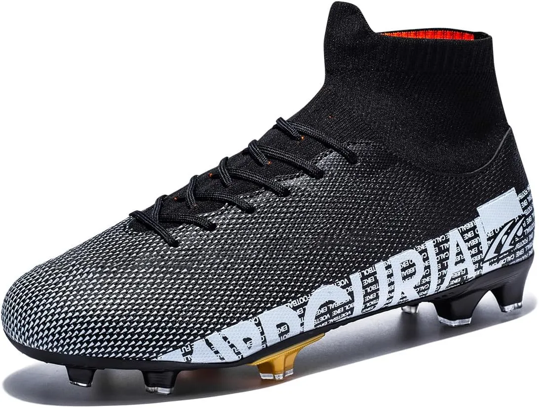 Football Cleats Men Women, Non-Slip High Top Soccer Shoes Lightweight Shock Resistant Training Boots Sneaker Breathable Professional Turf Shoes Sport Athletic Ground Football Boots Soccer Cleats