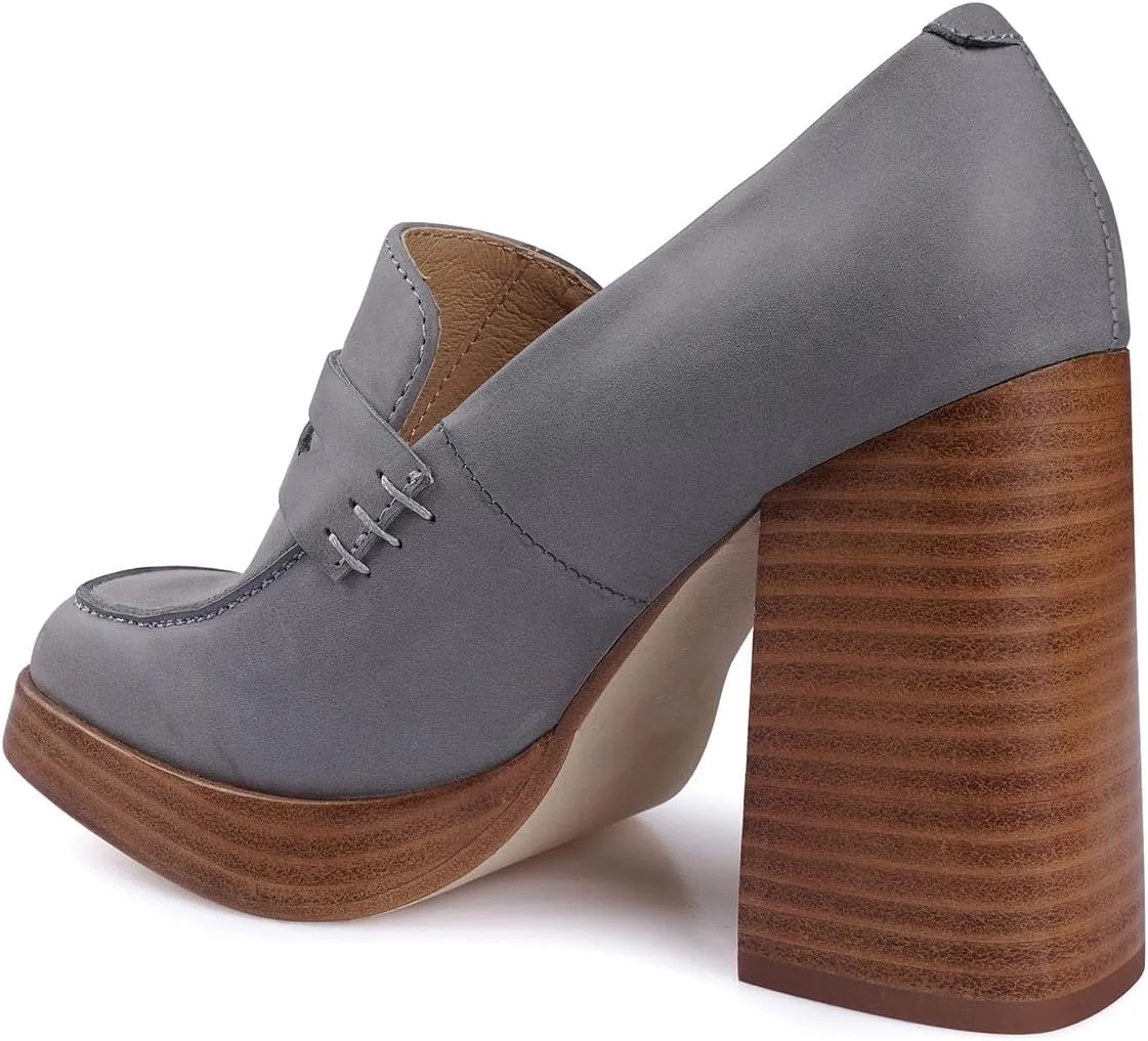 FOWT Women Platform Square Toe Loafers Chunky Block High Heel Pumps Stable Slip on Daily Street Outdoor Shoes Size 4-16 US