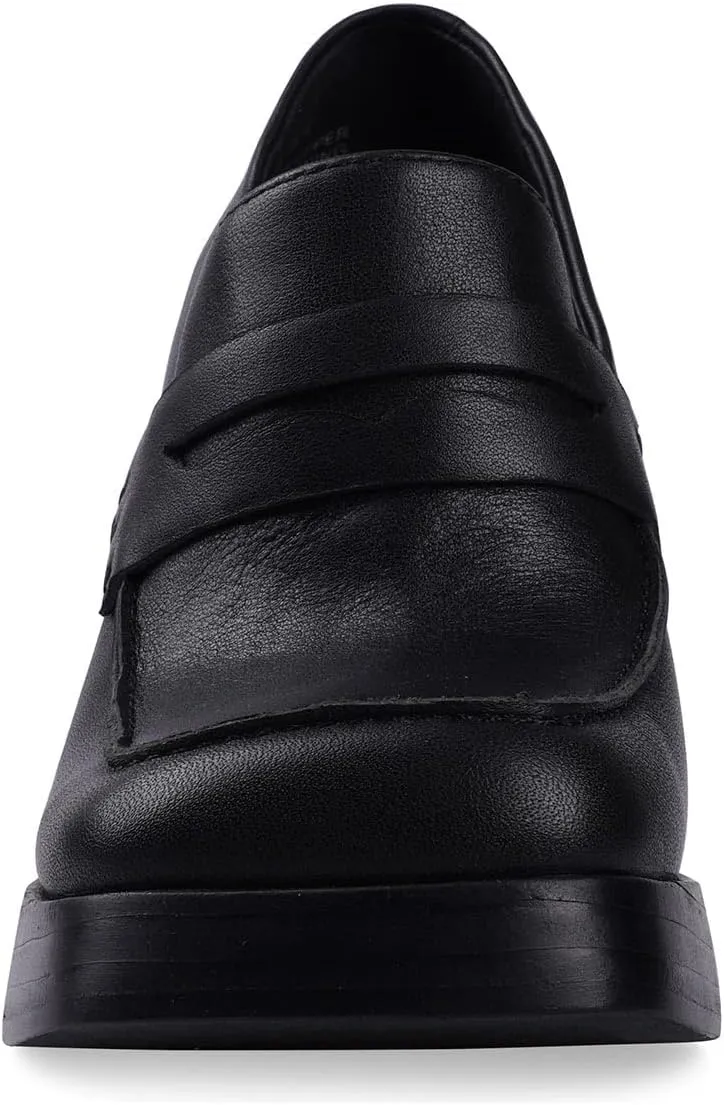 FOWT Women Platform Square Toe Loafers Chunky Block High Heel Pumps Stable Slip on Daily Street Outdoor Shoes Size 4-16 US