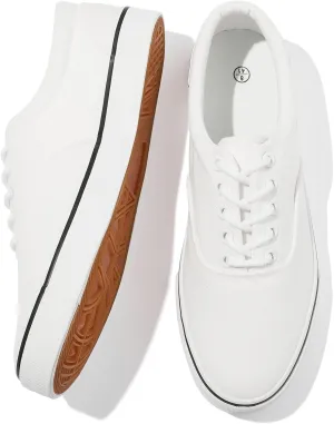 FRACORA Mens White Canvas Shoes Low Top Canvas Sneakers Lace Up Casual Shoes