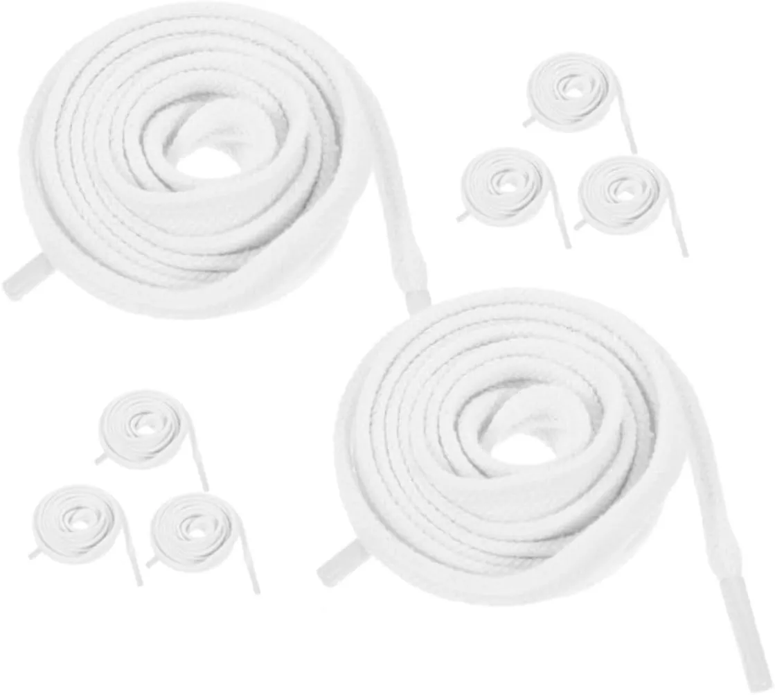 FRCOLOR Sturdy and Flat Shoelaces 4 Pairs Replacement Laces for Sneakers Sports and Canvas Shoes (120cm White)