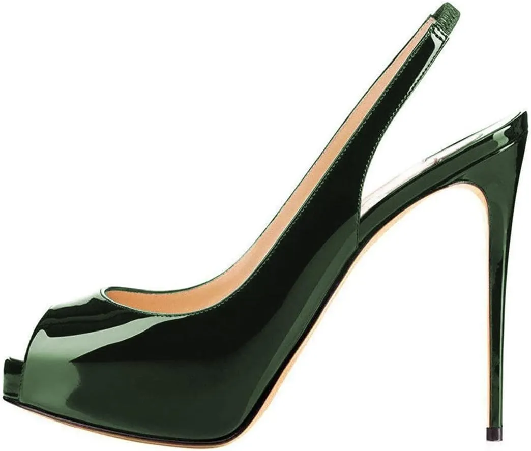 FSJ Women Peep Toe Extreme High Heels Platform Sandals Slingback Stiletto Prom Dress Pumps Size 4-15 US