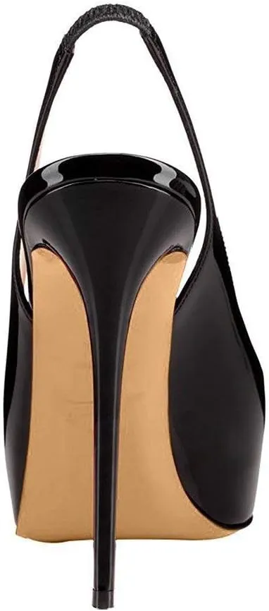 FSJ Women Peep Toe Extreme High Heels Platform Sandals Slingback Stiletto Prom Dress Pumps Size 4-15 US