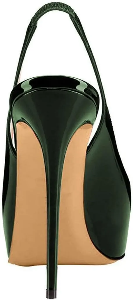 FSJ Women Peep Toe Extreme High Heels Platform Sandals Slingback Stiletto Prom Dress Pumps Size 4-15 US