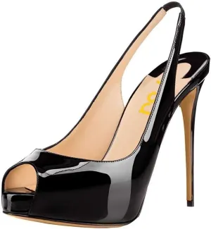 FSJ Women Peep Toe Extreme High Heels Platform Sandals Slingback Stiletto Prom Dress Pumps Size 4-15 US