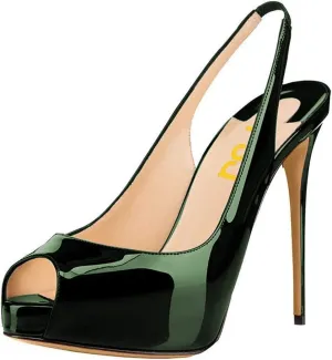 FSJ Women Peep Toe Extreme High Heels Platform Sandals Slingback Stiletto Prom Dress Pumps Size 4-15 US