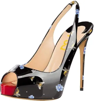 FSJ Women Peep Toe Extreme High Heels Platform Sandals Slingback Stiletto Prom Dress Pumps Size 4-15 US