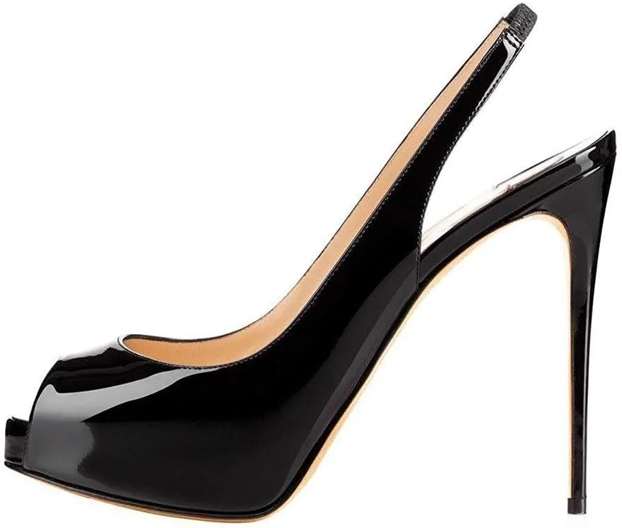 FSJ Women Peep Toe Extreme High Heels Platform Sandals Slingback Stiletto Prom Dress Pumps Size 4-15 US