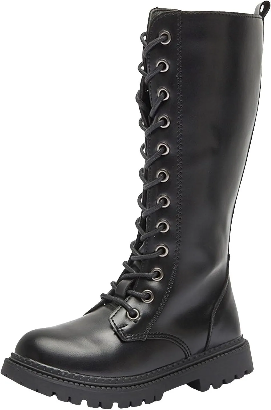 Girls Boots Lace Up Mid Calf Boots Fashion Faux Leather Boots Breathable Cowgirl Boots Cute Dress Shoes for Girls