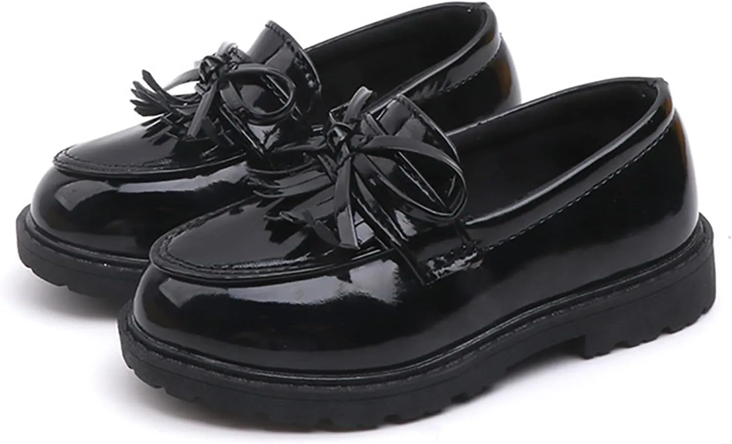Girls Slip On Leather Loafer Tassel Bow School Dress Shoes for Girls Shoes Light up