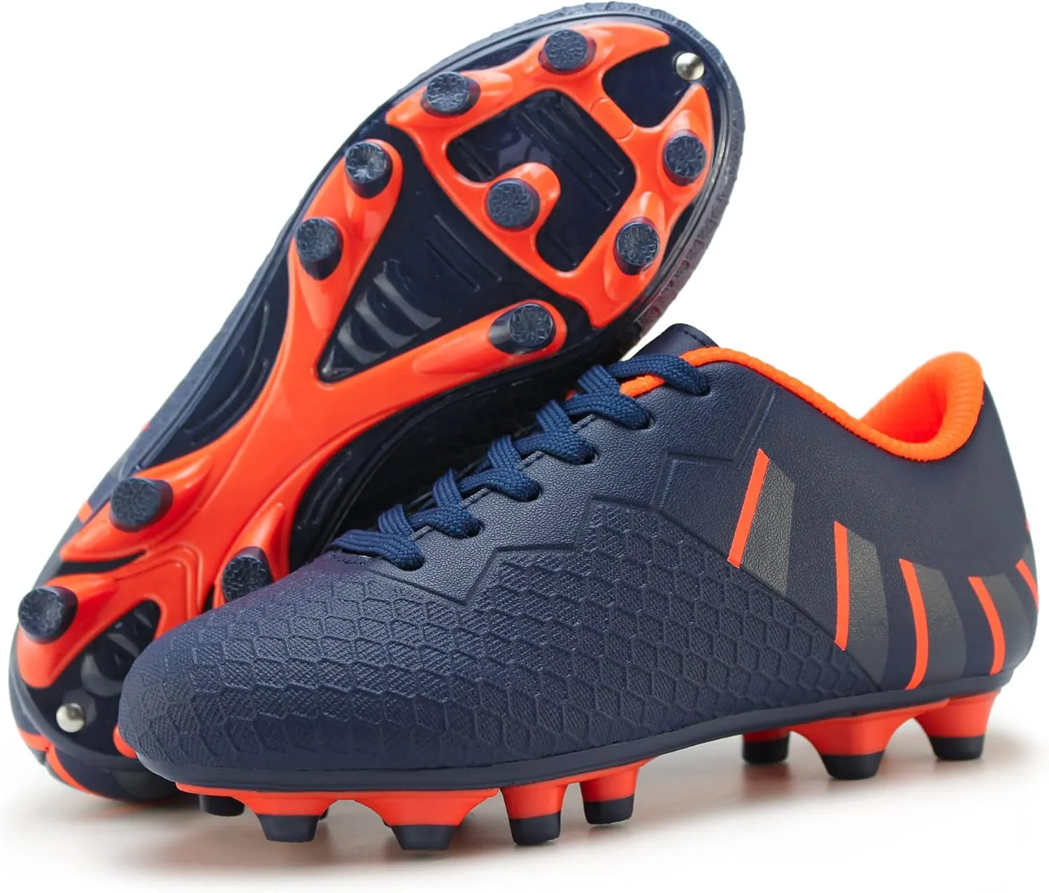 Hawkwell Kids Athletic Firm Ground Outdoor Comfortable Soccer Cleats(Toddler/Little Kid/Big Kid)
