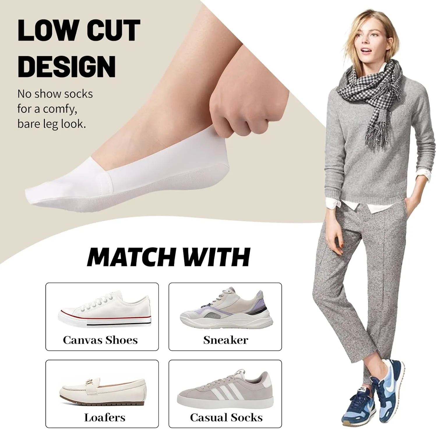 Heatuff No Show Socks Womens Low Cut Non Slip Invisible Liner Thin Silk Socks for Flats Loafers (7 Pairs)