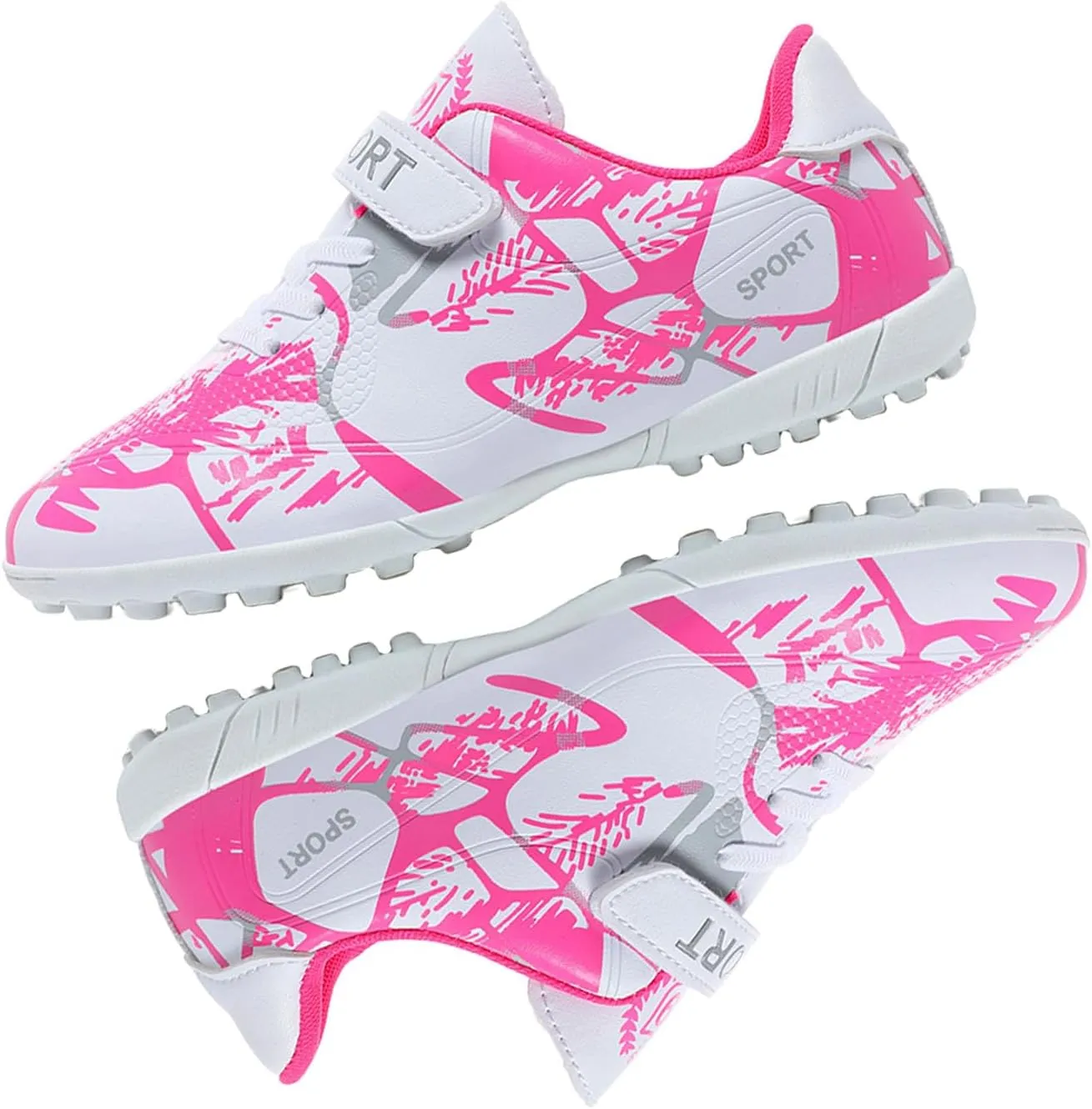 HESBITEUL Kids Soccer Cleats Boys Girls Athletic Outdoor Football Shoes AG TF Turf Spikes
