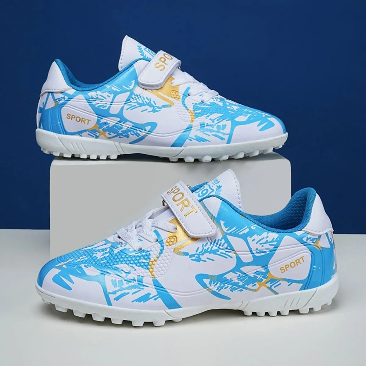HESBITEUL Kids Soccer Cleats Boys Girls Athletic Outdoor Football Shoes AG TF Turf Spikes