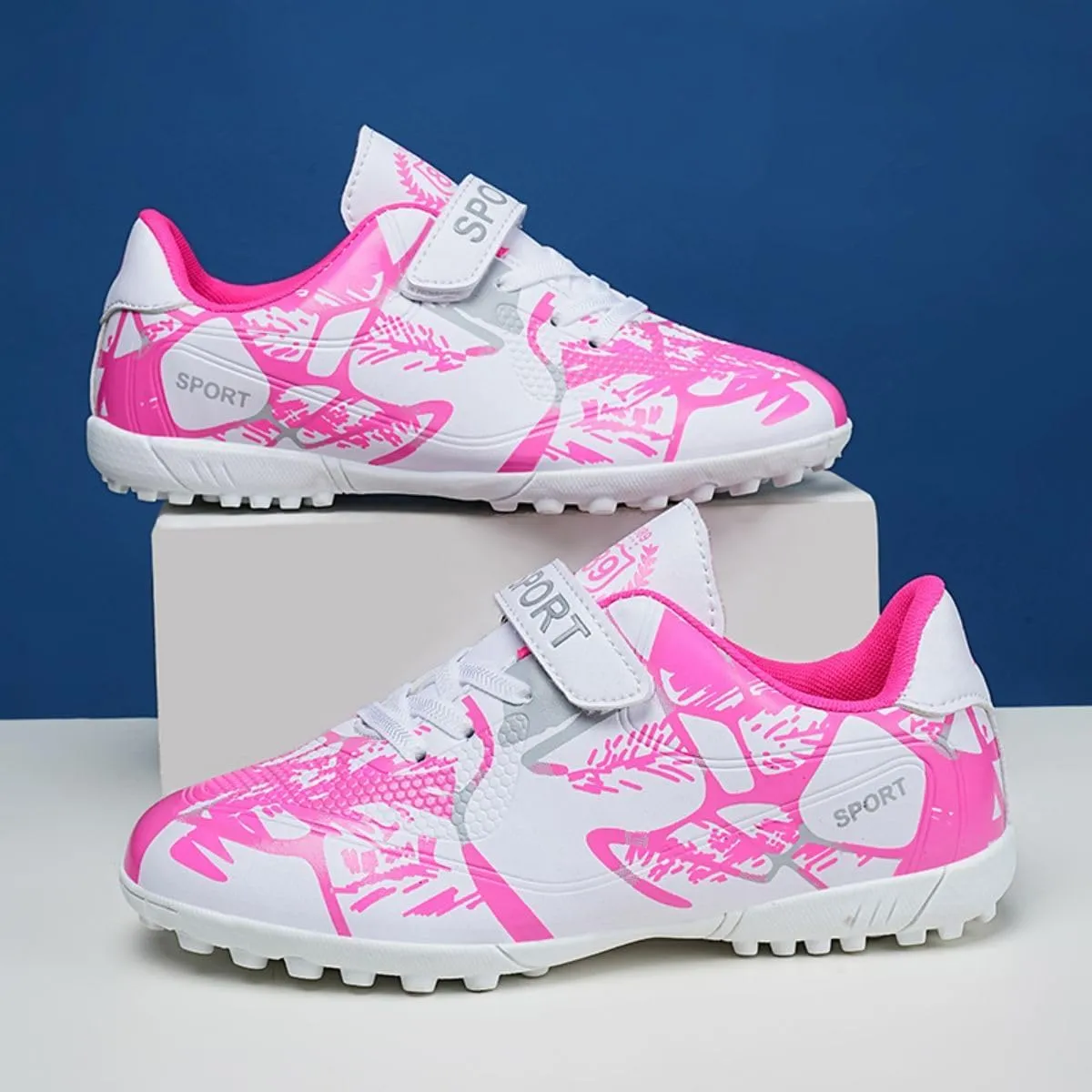 HESBITEUL Kids Soccer Cleats Boys Girls Athletic Outdoor Football Shoes AG TF Turf Spikes