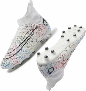 HESBITEUL Mens Athletic Outdoor Indoor Comfortable Soccer Shoes Boys Football Student Cleats Sneaker Shoes High Gripping Power