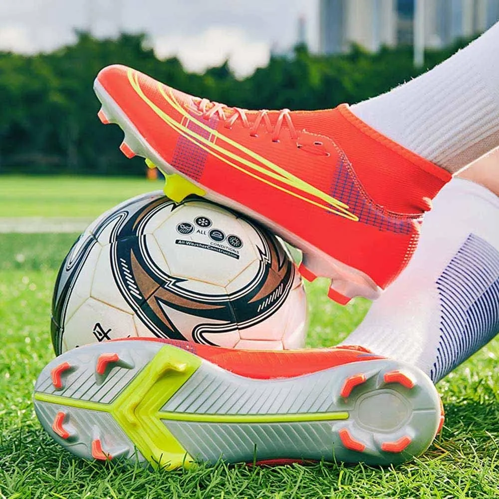 HESBITEUL Mens Athletic Outdoor Indoor Comfortable Soccer Shoes Boys Football Student Cleats Sneaker Shoes High Gripping Power