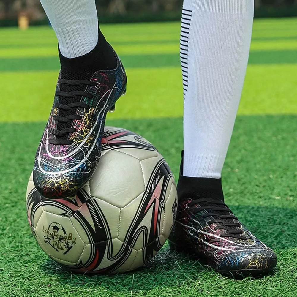 HESBITEUL Mens Athletic Outdoor Indoor Comfortable Soccer Shoes Boys Football Student Cleats Sneaker Shoes High Gripping Power