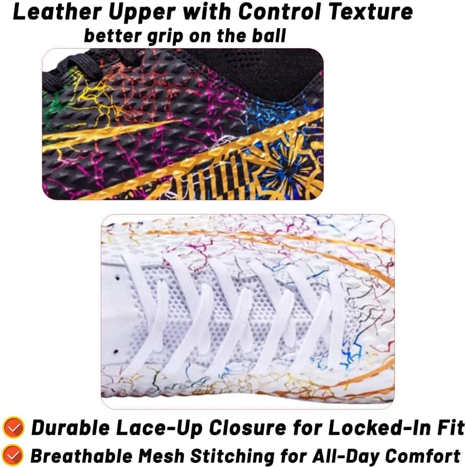 HESBITEUL Mens Athletic Outdoor Indoor Comfortable Soccer Shoes Boys Football Student Cleats Sneaker Shoes High Gripping Power