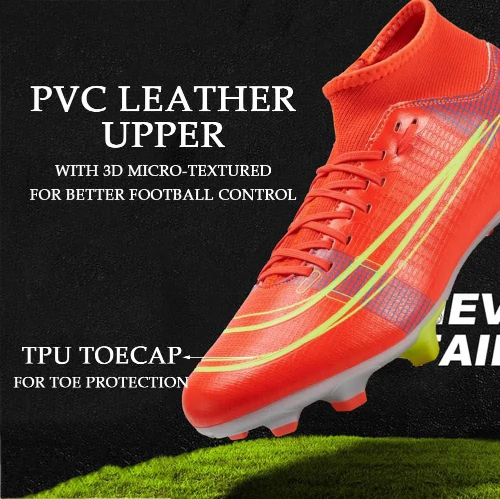 HESBITEUL Mens Athletic Outdoor Indoor Comfortable Soccer Shoes Boys Football Student Cleats Sneaker Shoes High Gripping Power